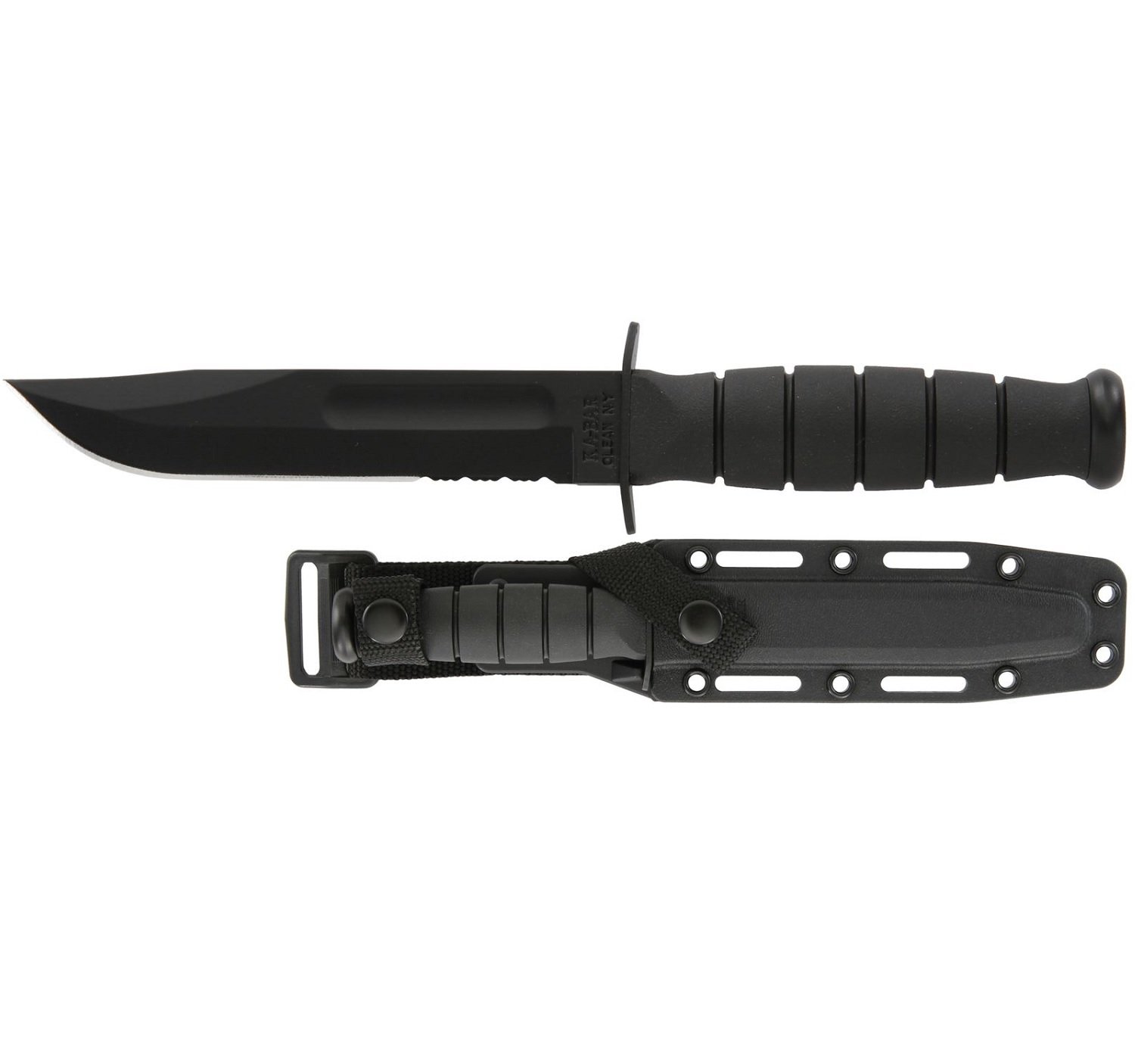 KA-BAR Short Fixed 5.25 in Black Combo Blade Kraton Handle